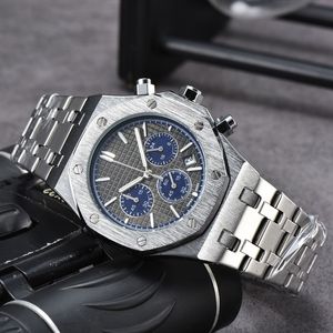 Aude Wrist Watches for Men 2023 Mens Watches Six needles All dials work Quartz Watch High Quality Top Luxury Brand Chronograph Clock Steel Strap Fashion Royal gift one