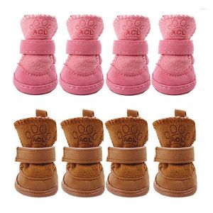 Dog Apparel 4pcs Cartoon Snow Pet Boots Rain Winter Shoes Thick Sneakers Accessories Prewalkers Walking Puppy Warm