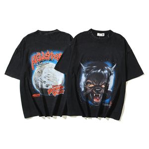 Camicie T-shirt Designer T-shirt con stampa vintage lupo Top T-shirt casual Hip Hop da strada