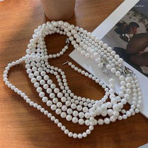 Choker French Style Pearl Necklace For Women With High-end Collarbone Neck Chain Silvery Grey Round Bright Jewelry X158