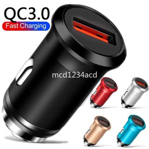 18W QC3.0 Snabb mobiltelefonladdare Alloy Metal Car Chargers för iPhone 14 15 11 12 13 HTC Samsung S22 S23 Huawei Xiaomi M1