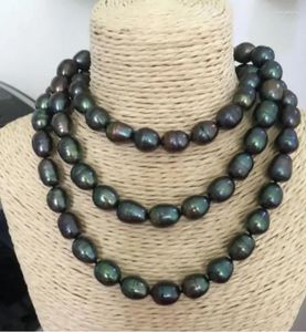 Цепочки, модные украшения, 12-13 мм, таитянский павлин, зеленый жемчуг в стиле барокко, ожерелье 38 дюймов, серебро 925 пробы