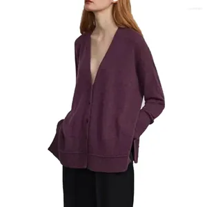 Maglieria da donna VII 2023 Cardigan Autunno Inverno Abbigliamento femminile Cashmere Doppio filo in maglia con scollo a V Giacca maglione Offerte