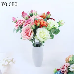 Decorative Flowers Artificial Pink Rose Silk Peony 2 Head Fake Flors For Home Wedding Christmas Decoration Indoor Simulation