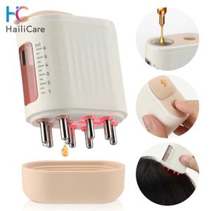 Huvudmassager Portable Electric Vibration Massage Comb Red Light Micro-Current Essence Oil Applicator Främja hårtillväxthuvud Massager 231220