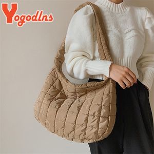 Evening Bags Yogodlns Winter Space Cotton Shoulder Bag Female Large Capacity Dumpling Bag Fashion Padded Crossbody Bag Luxury Lady Down Tote 231219