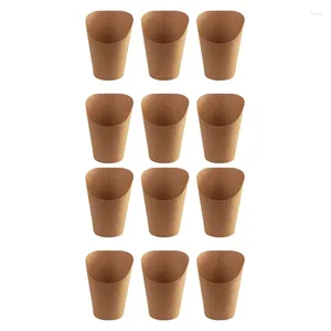 Disposable Cups Straws 200Pcs Disposal Take-Out Baking Cakes Egg Puff French Fries Chips Snacks Kraft Paper Holder 300Ml (Brown)