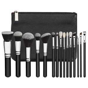 Ferramentas de maquiagem de alta qualidade escova 15pcs / conjunto profissional ferramenta de cosméticos para pó fundação sombra blush com saco pu navio drop deli dh8shh