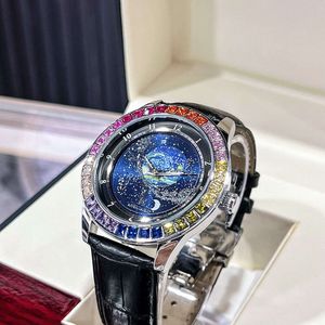 Full Sky Star Rainbow Orologio da uomo di lusso leggero, completamente automatico, impermeabile, meccanico, alla moda, con luce notturna