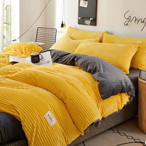 Conjuntos de cama Coral Velvet Quilt Cover Engrossar Duvet Covers Solid Color Bedding Set Manter Cobertor Quente para Cama Soft Bedclothes Nordic Bedcover 231205