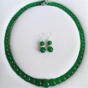 6-14 mm Jade Verde Natural De Perlas Pendietes Pendientes Congounto de Joyas 18266f