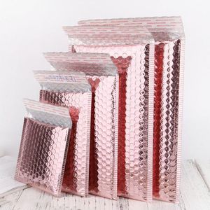 Roségoldene Schaumstoff-Umschlagtaschen, selbstklebende Versandtaschen, mit Luftpolsterfolie aus Aluminiumfolie gepolsterte Umschläge mit Poly-Mailer-Versandtasche usw