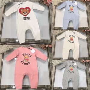 Baby Rompers Kids Boys Girls Jumpsuits Newborn Children's Clothing Designer Spring Autumn Clothes Infants kid Bear Letter Printed Romper Black Wh h1s2#