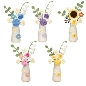 Flores decorativas Simulação de flores de malha de lã