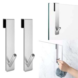 Upgrade Bathroom Shower Door Back Hook Stainless Steel Over Glass Door Shower Towel Rack S-Shape Bathroom Bathrobe Hanger Holder Hooks