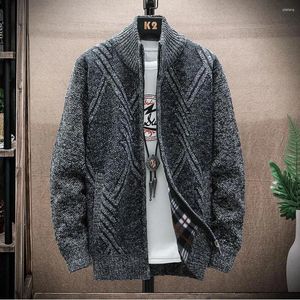 Mäns jackor Autumn Winter Men toppar Coat tröja jacka cardigan ficka varm lös case kabel full zip stickad jumper vintage