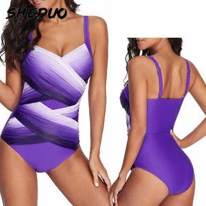 Wear Gradient Striped Swimsuit Women's Push Up Swimsuit 2022 New Fashion Sports Modest Women's Swimwear Plus Size One Piece Swimsuit