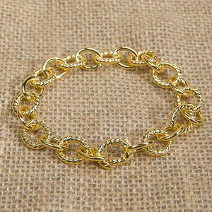 Fashion Copper Chain Bracelet for Women Men Gold Plated Twisted Cable Wire Chain with Hidden Buckle