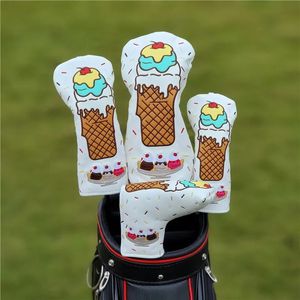 Andere Golfprodukte Ice Cream Club Nr. 1 Nr. 3 Nr. 5 Holzschlägerabdeckungen Driver Fairwayhölzer Abdeckung PU Putterschlägerkopfabdeckungen Set Schutzzubehör 231219