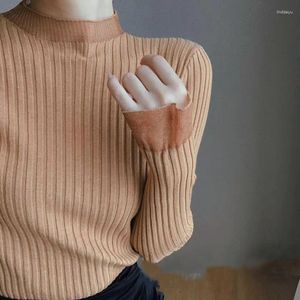 Suéter feminino outono e inverno suéter malha emenda alargamento mangas tops pulôver casual moda feminina básico jumper malhas 24420
