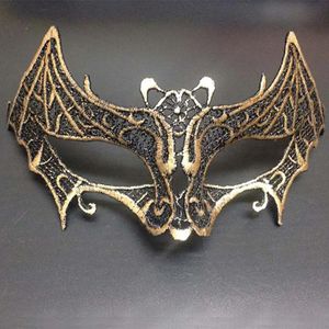 Masks New Sparkling Bat Vampire Lace Eye Mask for Masquerade Halloween Bar Women Men Sexy Costume Party Gold Masquerade Decoration