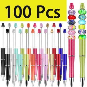 100Pcs Plastic Beadable Pens Bead for DIY Making Kit Beaded Office School Kids Students Nurse 231220