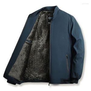 Herrenjacken Feste Farbe dicker warmer Winterjacke Parka Fleece Futtergekleidet Männer Freizeitbüro Kleid Mantel