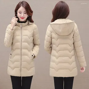 Women's Trench Coats Winter Mid Length Hooded Jacket Lightweight Slim Fit Down Cotton Coat Korean Fashion Mom Elegant And Generous Parkas