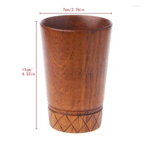 Tumblers 1Pc Vintage Handmade Wooden Tea Drinking Cup Milk Beer Coffee Mug Wood Glass