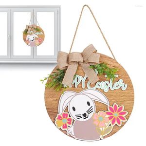 Flores decorativas páscoa sinal de boas-vindas primavera cabide de parede rústico adorável resistente à água durável anti fade feliz porta frontal