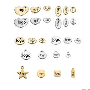 Charms Charms 100 pezzi personalizzati con incisione laser nome tag personalizzati in acciaio inossidabile personalizzati per ciondolo collana fai da te 230706 Drop Deliv Dhvjn