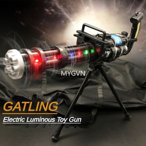 Electric Gatling Eight Sound Toy Gun Vocalize Shine Shake Simulation Model for Kids Boys Birthday Present Outdoor Game