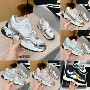 Designer Running Thick Soled Casual Channel Shoes Luxury Trainer Women Sports Leather Lace-up Sneakers 100% Calfskin Nylon Reflective Sdfsf