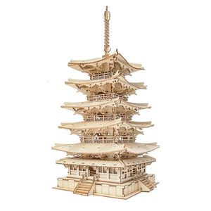 3D -pussel Robotime Fivestoried Pagoda Träpussel Toys For Children Barn Födelsedagspresent TGN02 231219