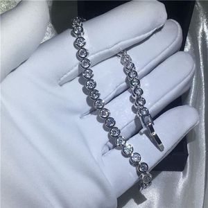 Handmade bracelet Bezel setting 5A cubic zirconia White Gold Filled Engagement bracelets for women wedding accessaries237M