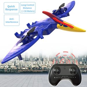 ElectricRC Aeronaves Mini Drone Dinossauro Aeronaves de Controle Remoto 2.4G Helicóptero de Controle de Rádio Pterossauro Drone RC Avião Crianças Voando Brinquedos de Aniversário 231219