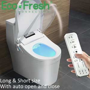 Toilettensitze EcoFresh D Ushape Smart-Toilettensitz, elektrische Bidet-Abdeckung, intelligentes Nachtlicht, intelligente Bidet-Sprüher, Hitze, Reinigung, Trockenmassage, 231219