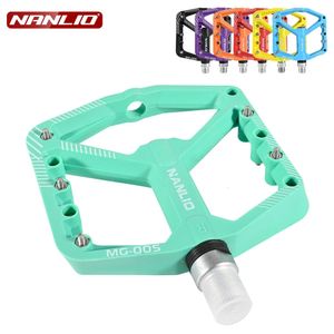 NanLio MTB Ultralight Flat Pedal Bearings XC AM Mountain BMX Anti-slip Big Foot DU Bushing Colorful Nylon Plastic 916" Bicycle 231220