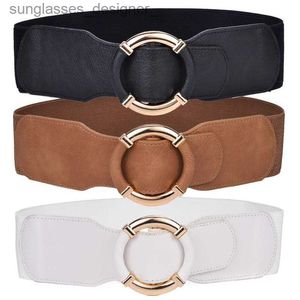 Gürtel Beltox Womens Elastic Stretch Wide Waist Belts wrped Gold Circle BuckleL231220