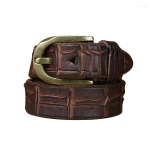 Belts Pure Cowhide 3.8cm Wide Personalized Trendy Knife Mark Thickened Belt For Men Genuine Leather Pin Buckle Retro Jeans