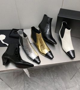 HIGH quality Short Boots brand Luxury Designer Spike Heels Cow Leather Chelsea Boots Women Slip On Sexy Pointy Toe Stretch Ankle Boots