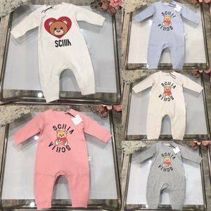 Baby Rompers Kids Boys Girls Jumpsuits Newborn Children's Clothing Designer Spring Autumn Clothes Infants kid Bear Letter Printed Romper Black Wh H43f#