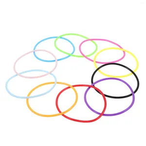 Charm Bracelets 100 Pcs Thin Bracelet Colorful Rubber Miss Hair Ties Silicone Jelly Silica Gel 80s