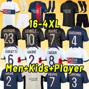 3xl 4xl Player versione 23 24 Maglie da calcio Mbappe Hakimi Sergio Ramos Wijnaldum Shirt da calcio 2023 2024 uomini impostano enfants uniformi Maillot de foot Fan Player