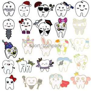 Cute Tooth Brooch Bow Tooth Doctor Screw Fruit Repairman Red Flag Unicorn Crown Healthy Tooth Badge Punk Metal Pins Jewelry Gift