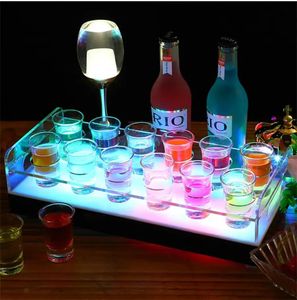 Produtos RGB recarregam acrílico iluminado 6 ou 12 copos de porta -copos porertador de vidro de vidro de vidro de vidro de vidro de vidro LED VIP SHOT Glass Bandeja de serviços de vidro