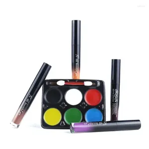 Lip Gloss Halloween Maquiagem Conjunto Pintura Facial Longa Duração Esmalte Antiaderente Mulheres e Ferramenta de Beleza Corporal