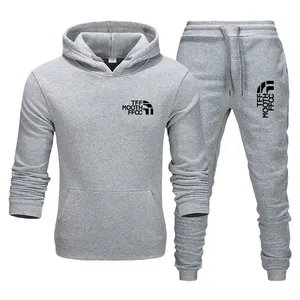 Tracksuits masculinos marca de duas peças conjunto homens zip jaqueta sweatpants corredores moletom treino masculino calças esportivas com capuz masculino topo