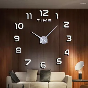 Relógios de parede 2023 design moderno grande relógio 3d diy quartzo moda relógios acrílico espelho adesivos sala de estar decoração casa horloge