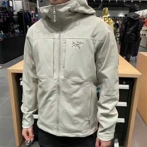 Herr designer Activewear Arcterys hoodie jacka rockar archeopteryx gamma mx hoody vindtät mjuk skal herr rock grå grön huva laddar kappa